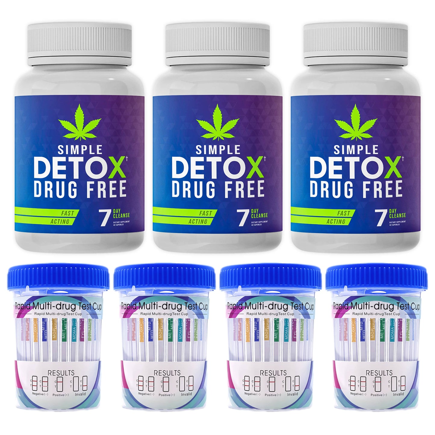 PERMANENT THC CLEANSE, SIMPLE DETOX (3 pack) & DRUG TEST (4 pack)